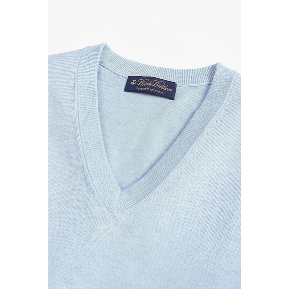 NWT Brooks Brothers Supima Cotton V-neck Sweater Vest Blue Men's Size XL H14215 - Picture 4 of 9